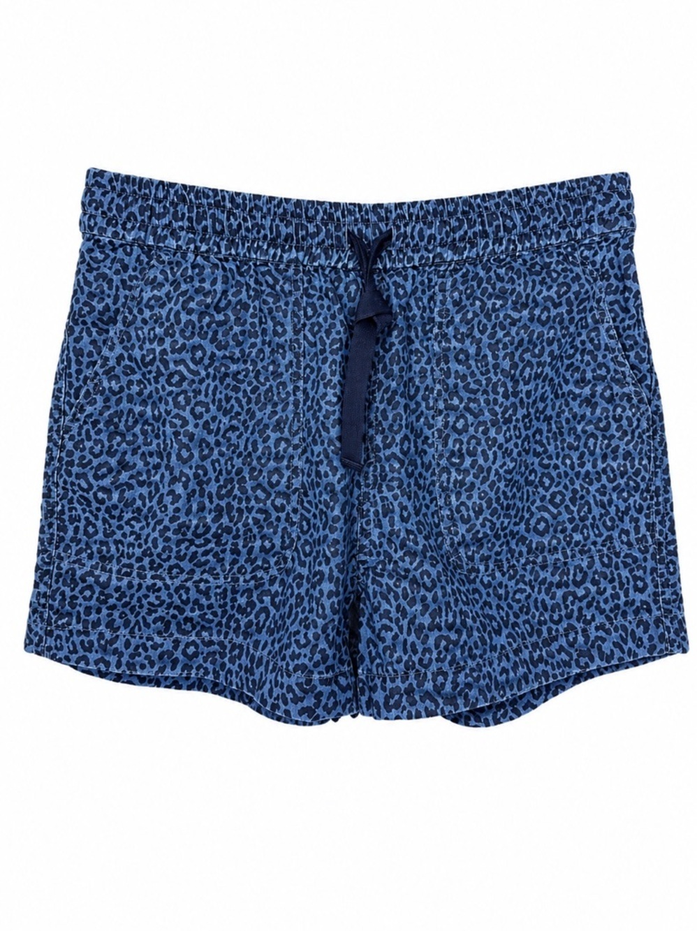NWOT J. Crew Seaside Shorts Indigo Leopard Cotton, XS Drawstring Pull-on